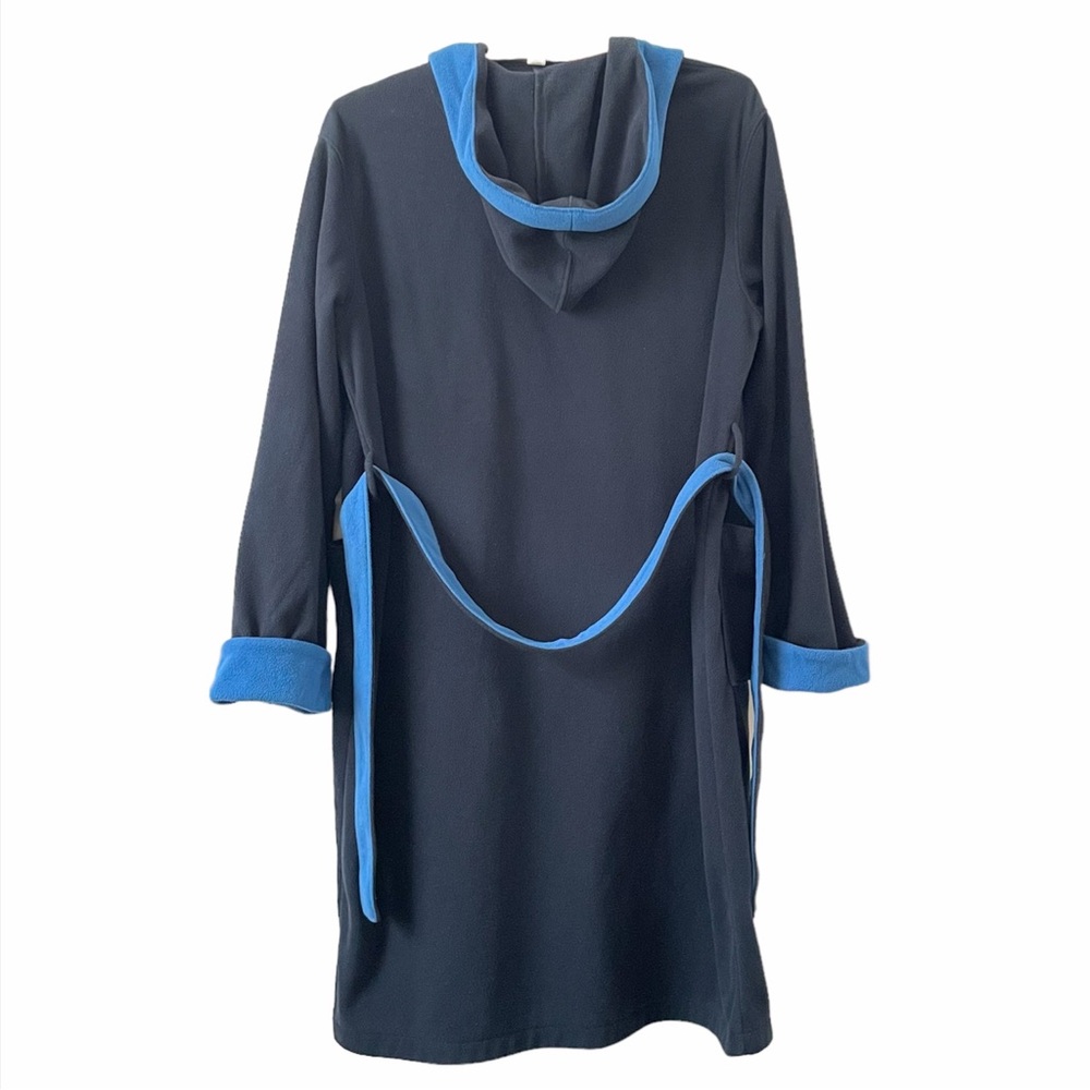 Fleece Hooded Robe Kids Housecoat Lands End Size 14-16 Large Blue - Picture 3 of 9